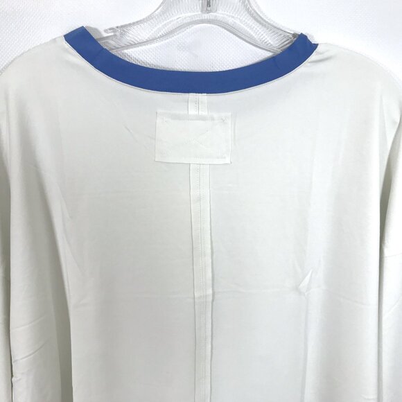 Oversize Lightweight Long Sleeve Crew Neck Blouse Top White Blue M - Picture 7 of 9